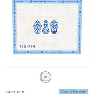 Penny Linn Designs Ginger Jar Oval Needlepoint Canvas